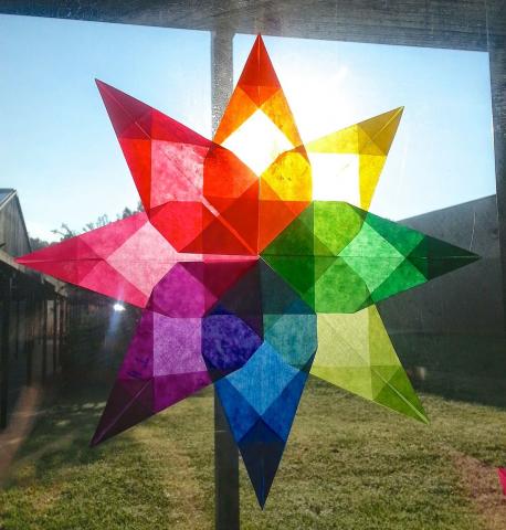 Image of Radial Origami Suncatcher in window