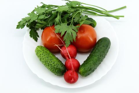 radishes & vegetables on plate